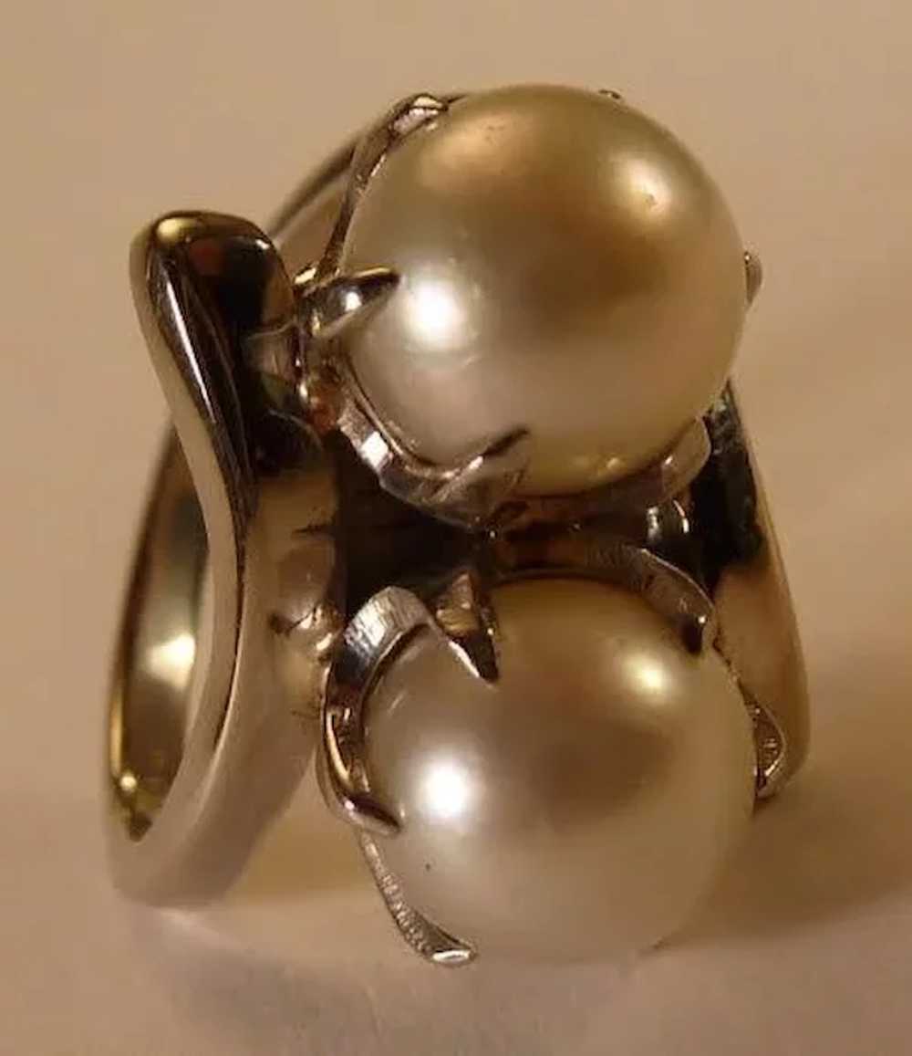 Cultured Pearl Ring set in Palladium - image 4