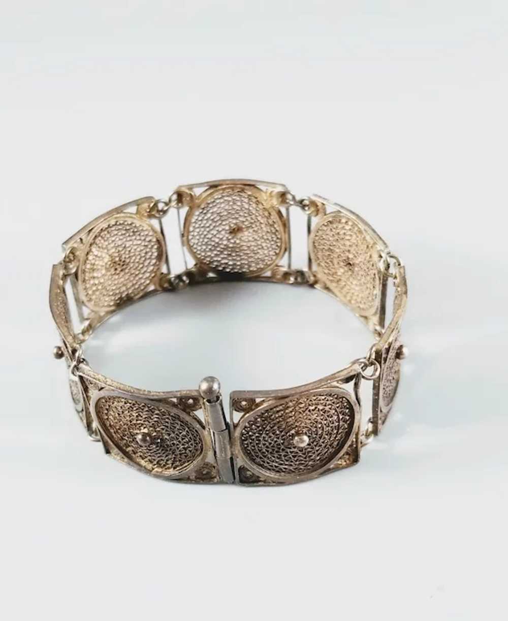 Antique Silver Filigree Bracelet - image 2