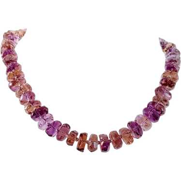 Statement store Necklace of Faceted Ametrine Gemstone and Gold-Filled Beads