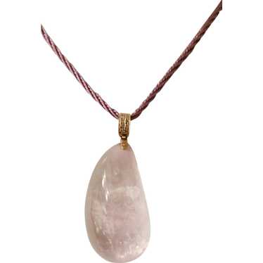 14K Rose Gold 85 Carat Pink Kunzite Pendant with D