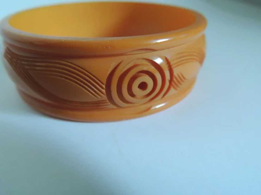 Bakelite Carved Bracelet  Deep Cream Corn c1940’s - image 5