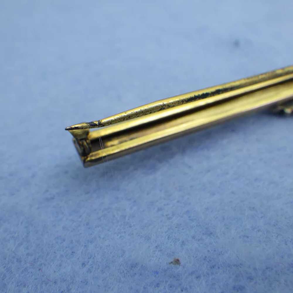 Victorian Rolled Gold Bar Pin, Jet Flower, 1890s - image 5