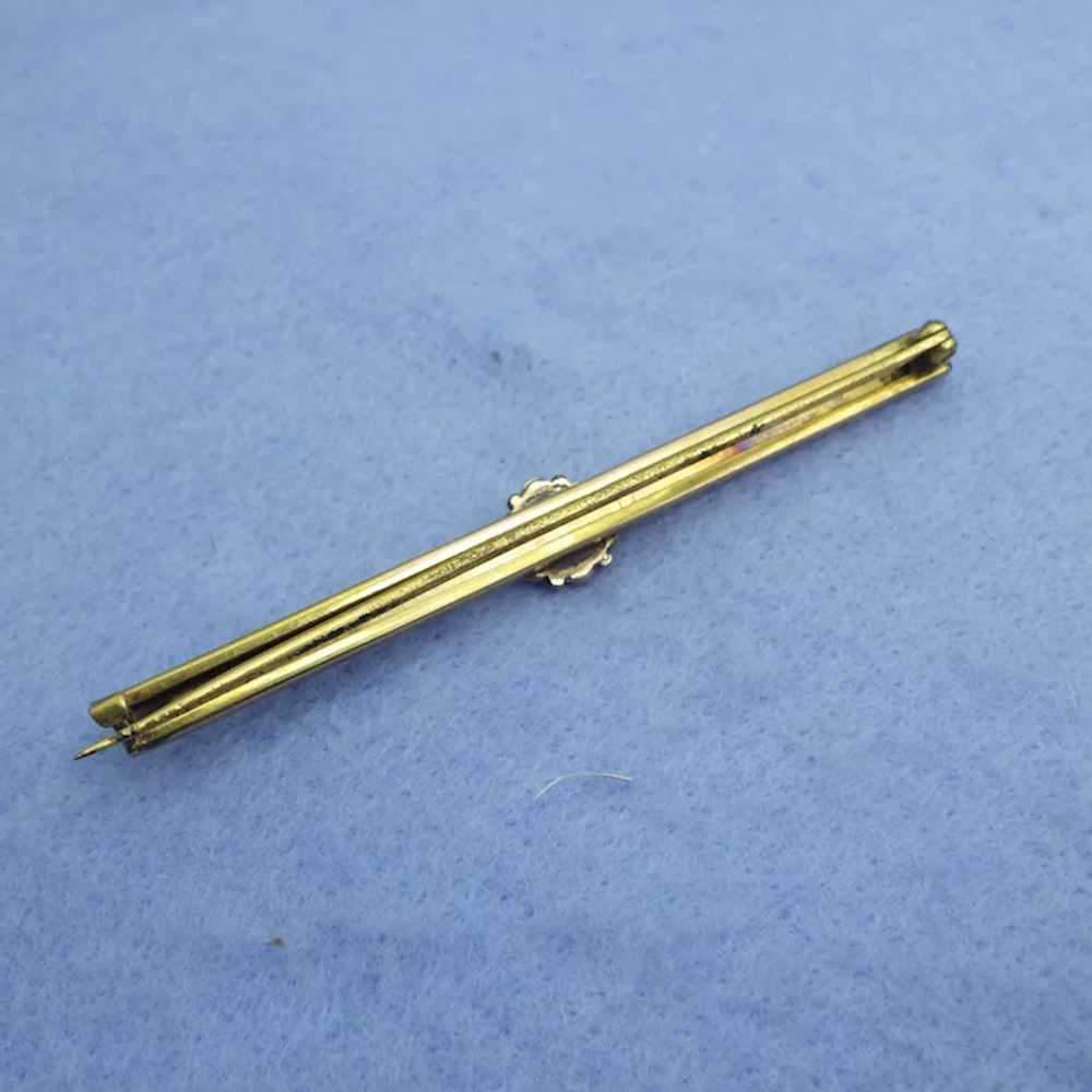 Victorian Rolled Gold Bar Pin, Jet Flower, 1890s - image 6
