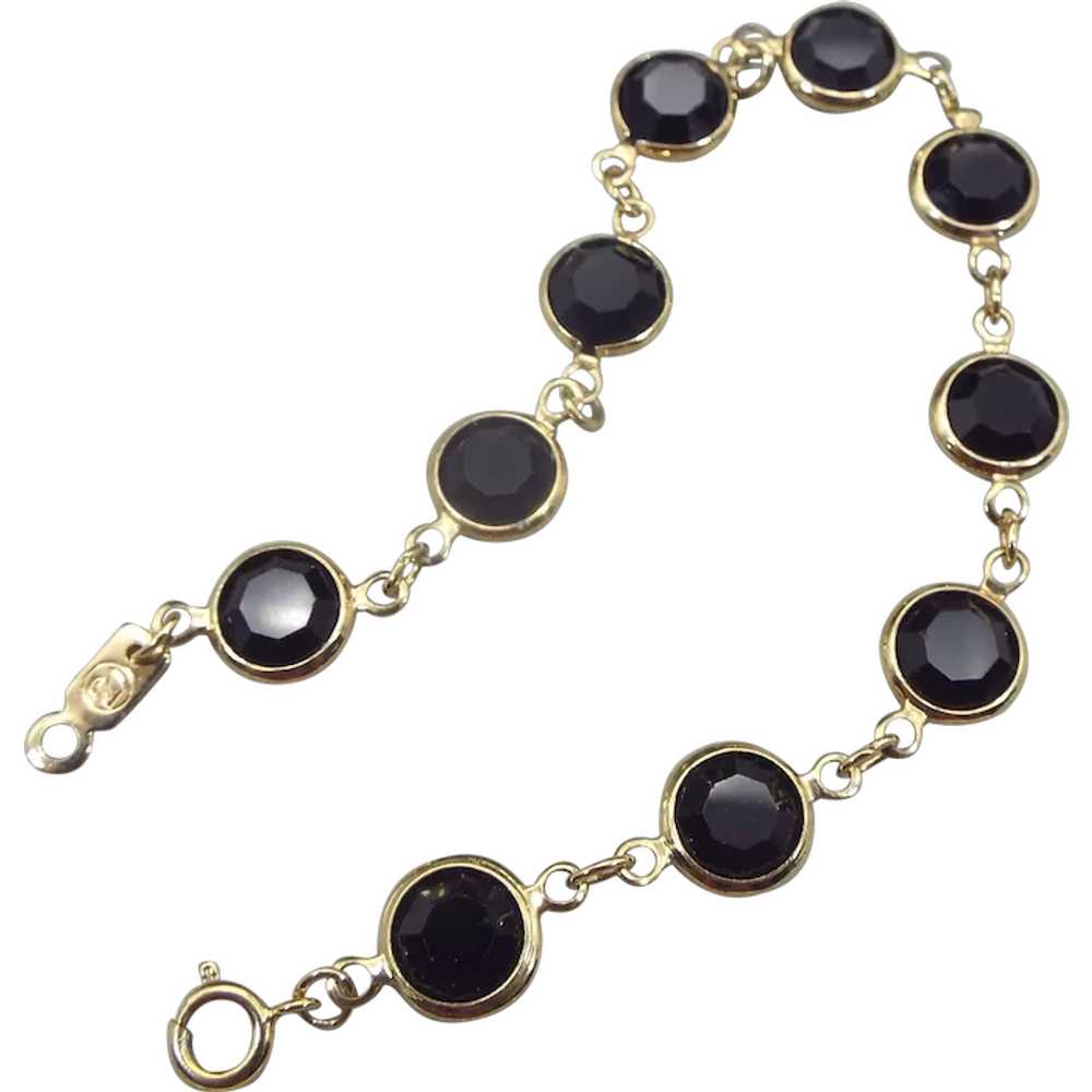 Swarovski Black Faceted Station Bracelet, Swan Lo… - image 1