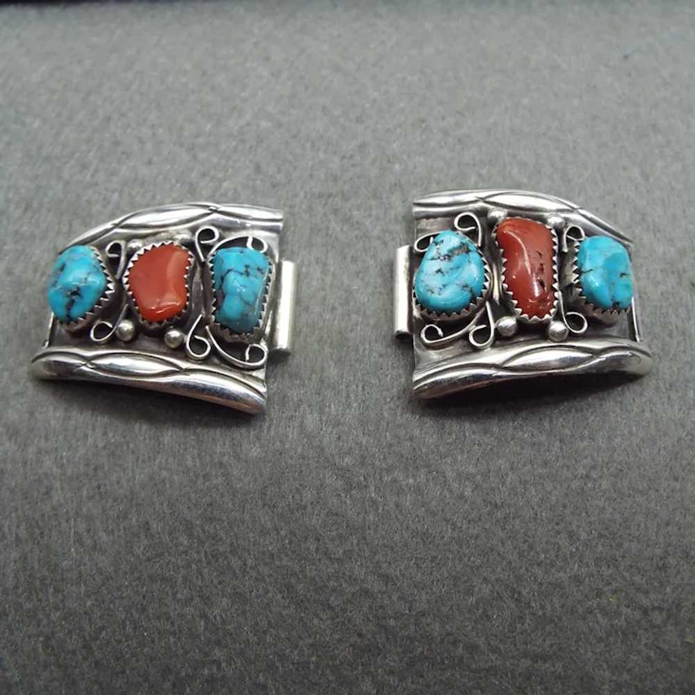 Old Pawn Sterling, Coral & Turquoise Handmade Nat… - image 2