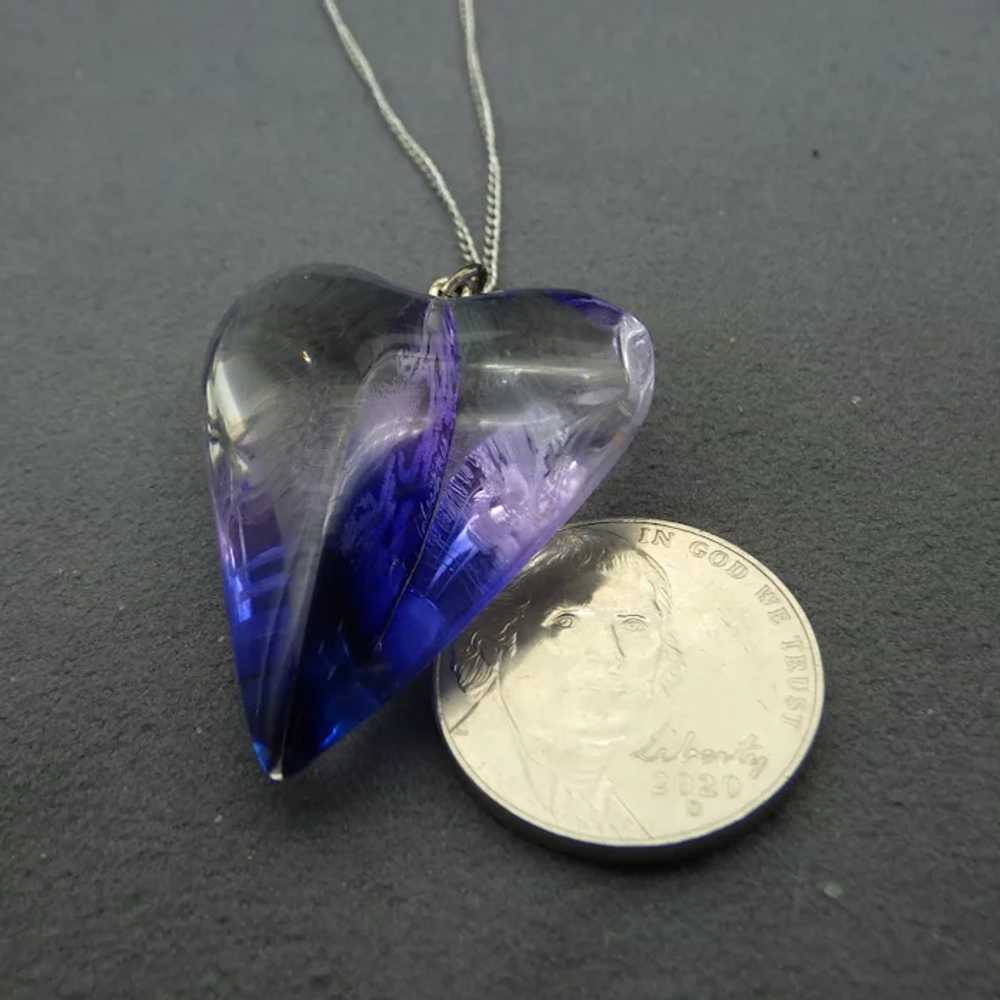 Early Plastic Heart Pendant, Lucite Two Tone, Ste… - image 4