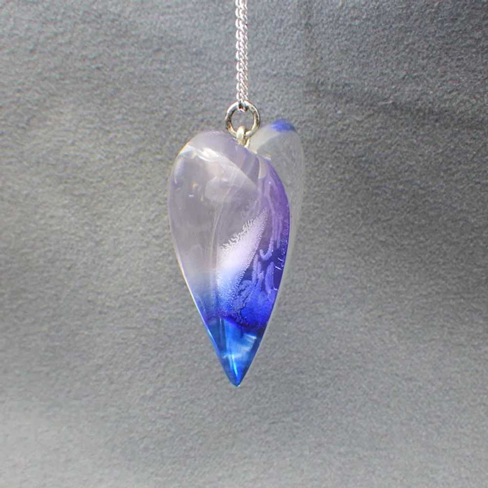 Early Plastic Heart Pendant, Lucite Two Tone, Ste… - image 5