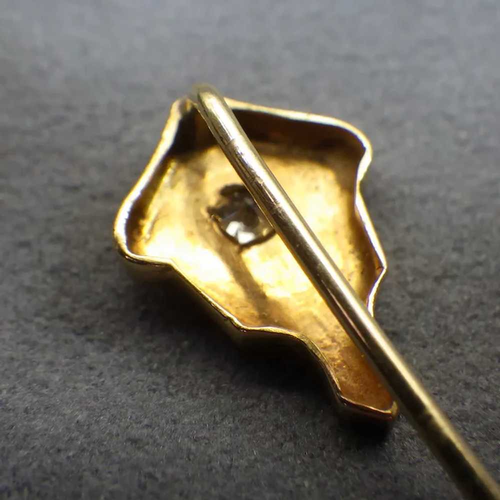 14k Gold, Diamond Stick Pin, Antique Victorian Fi… - image 2