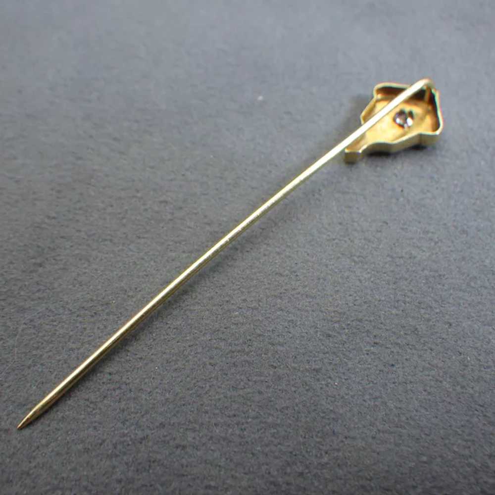 14k Gold, Diamond Stick Pin, Antique Victorian Fi… - image 4