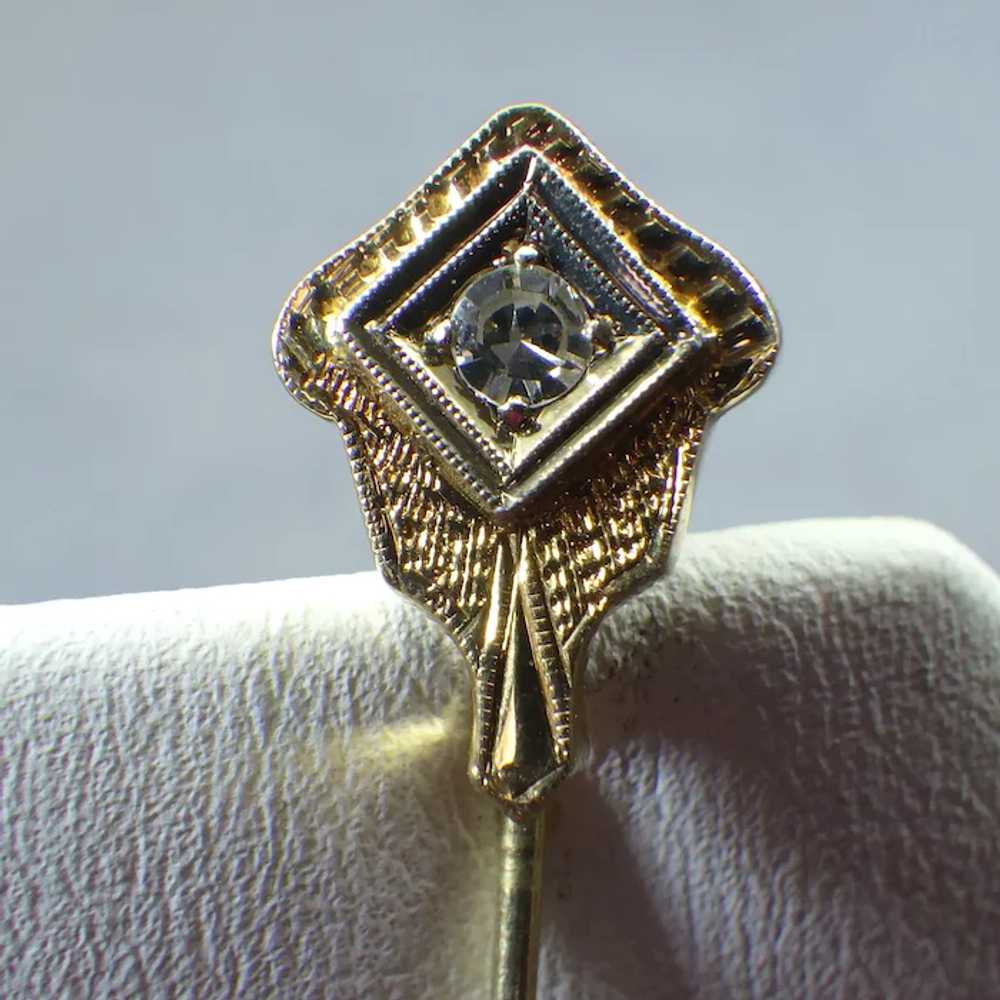 14k Gold, Diamond Stick Pin, Antique Victorian Fi… - image 5