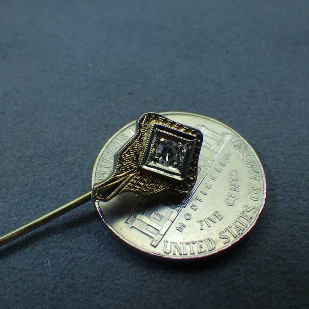 14k Gold, Diamond Stick Pin, Antique Victorian Fi… - image 6