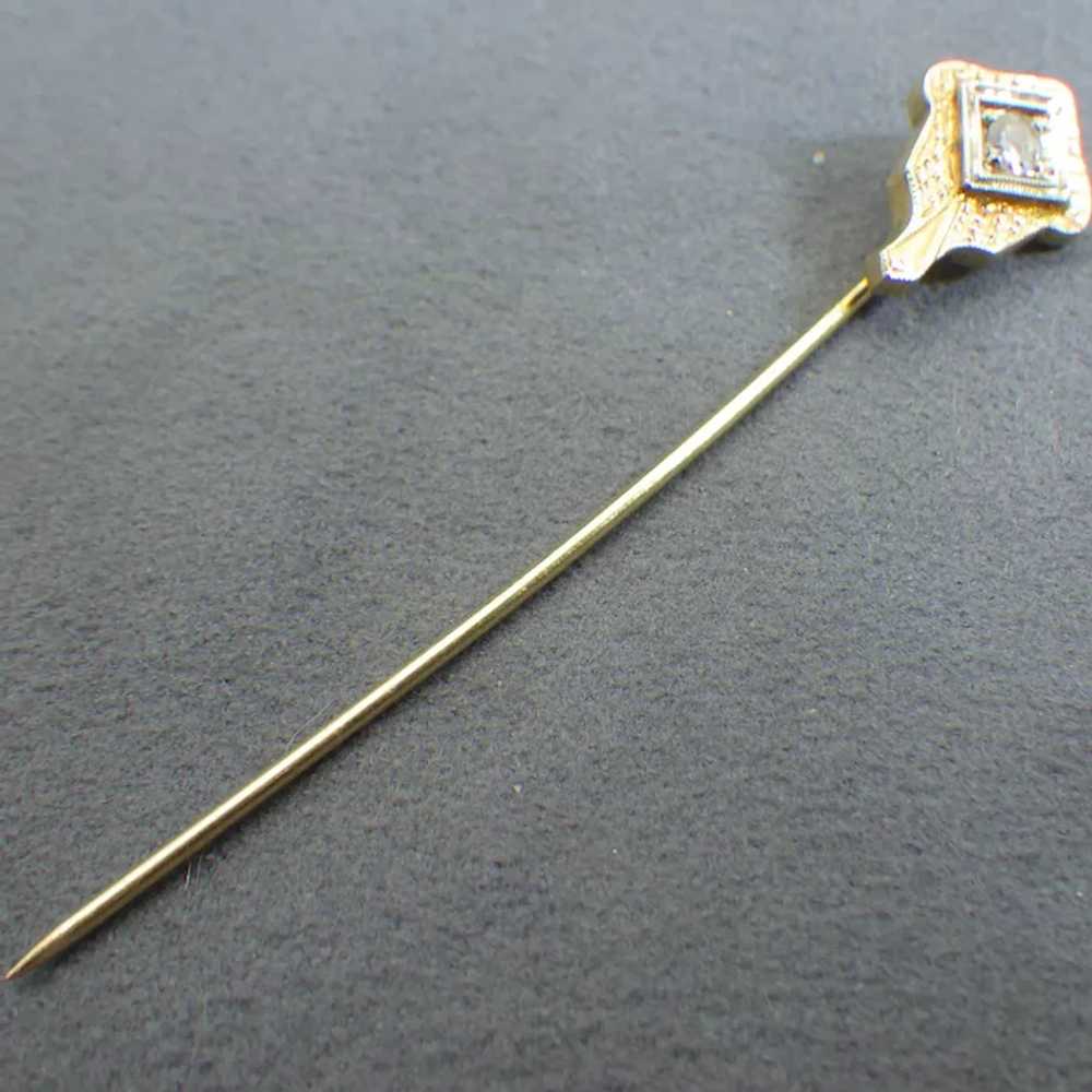 14k Gold, Diamond Stick Pin, Antique Victorian Fi… - image 7