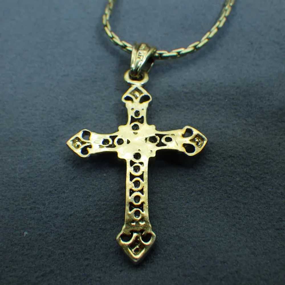 Gold Vermeil & Sterling Cross Pendant Necklace, B… - image 5