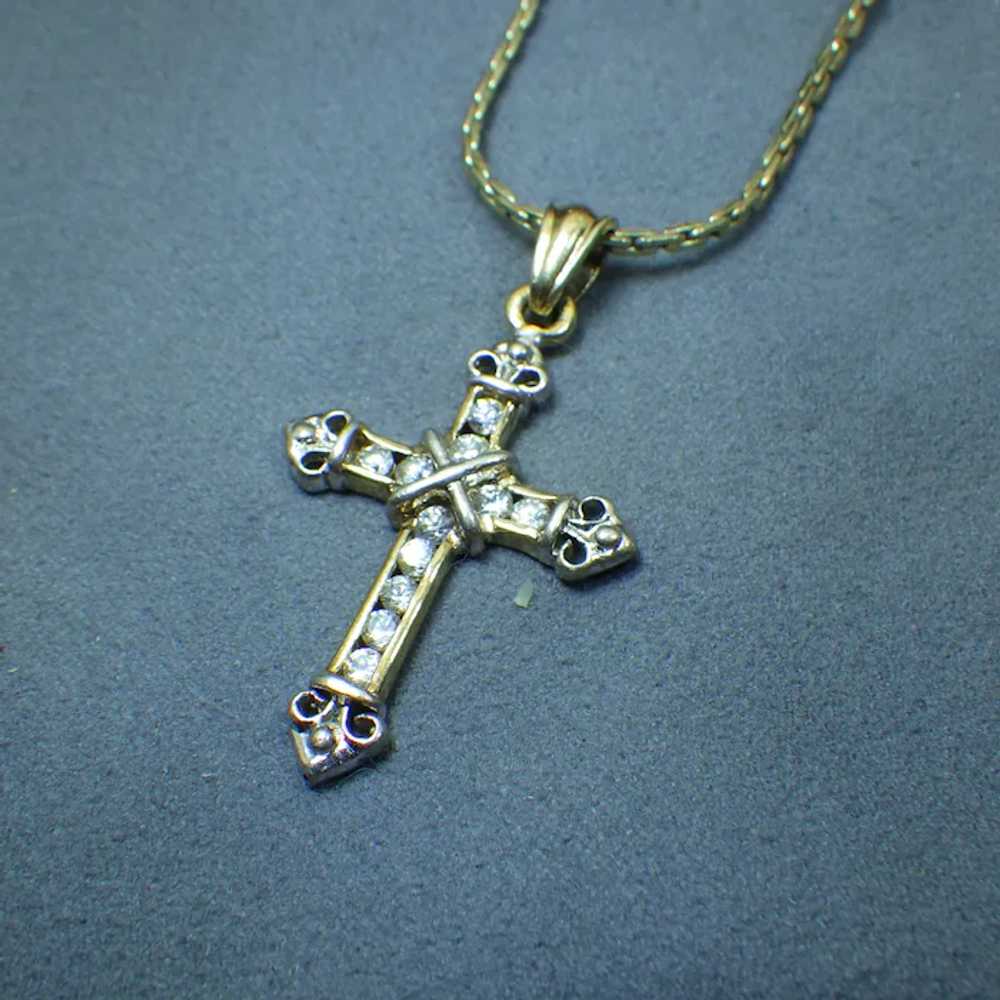 Gold Vermeil & Sterling Cross Pendant Necklace, B… - image 6