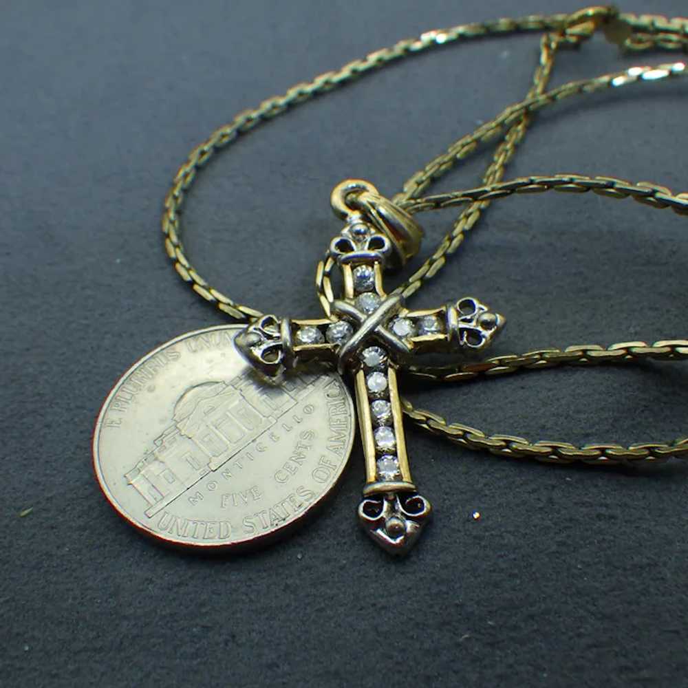 Gold Vermeil & Sterling Cross Pendant Necklace, B… - image 7