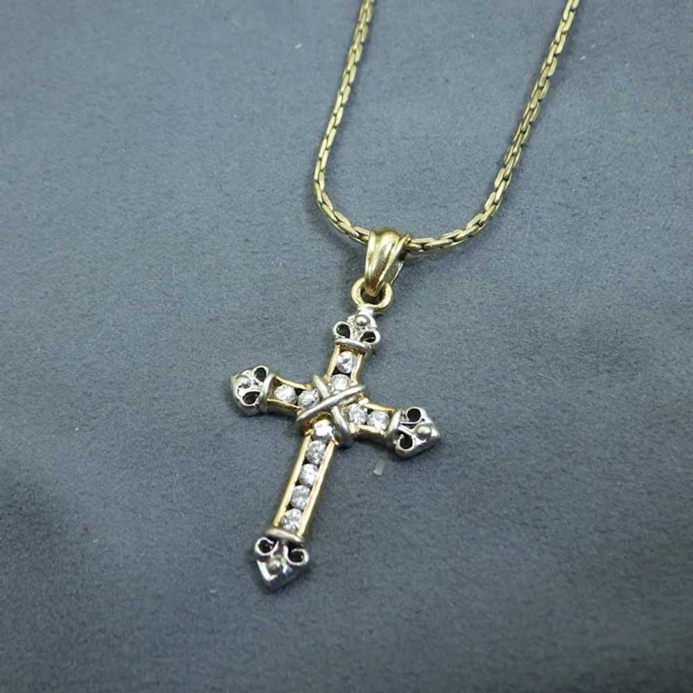 Gold Vermeil & Sterling Cross Pendant Necklace, B… - image 8