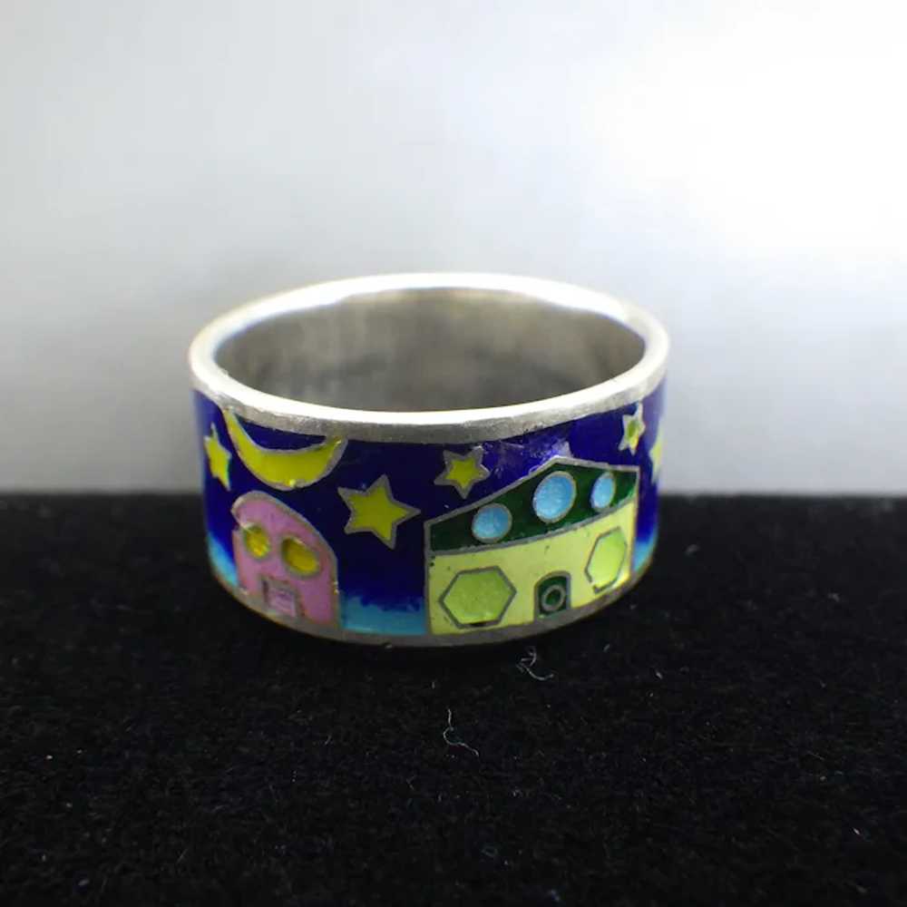 Sterling and Enamel Artist Handmade Enamel Band R… - image 4