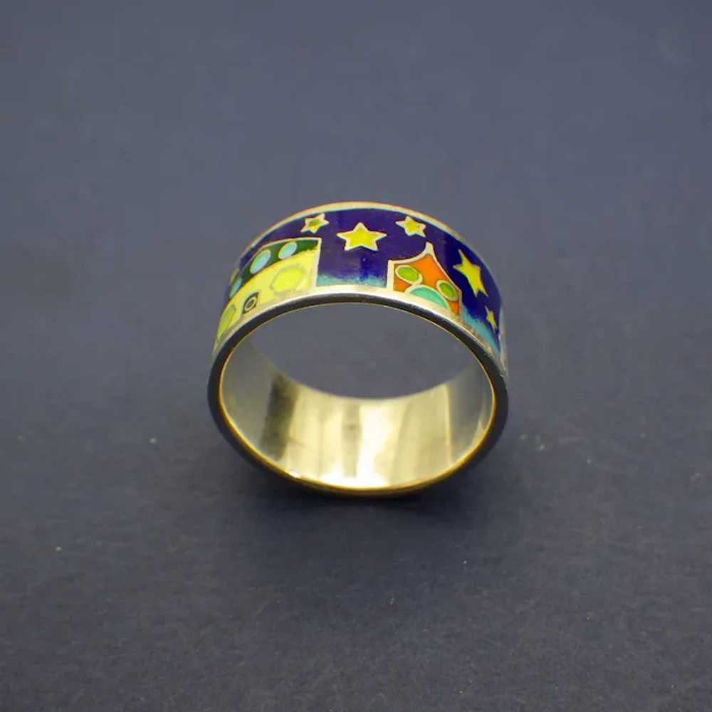 Sterling and Enamel Artist Handmade Enamel Band R… - image 8