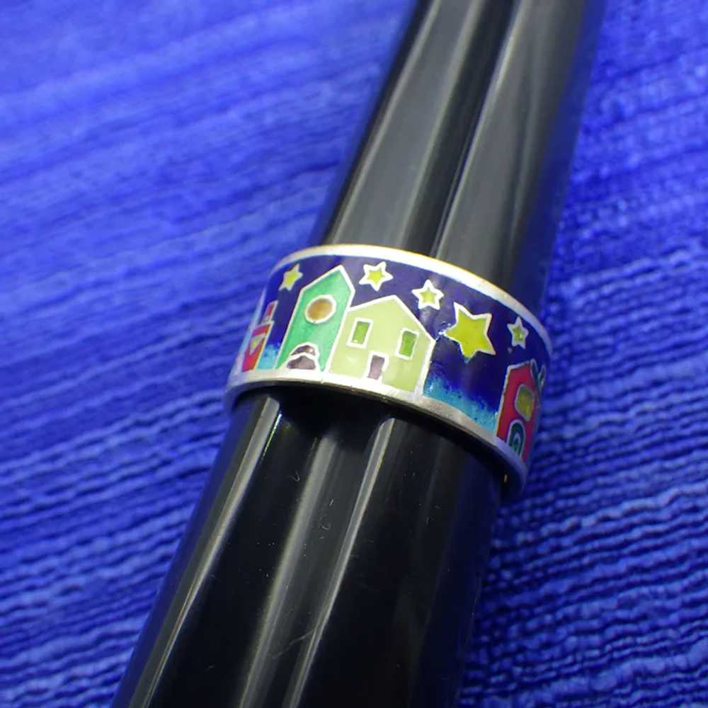 Sterling and Enamel Artist Handmade Enamel Band R… - image 9