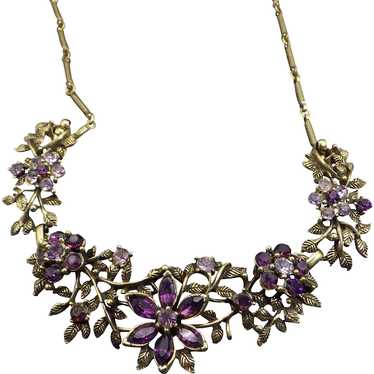 Vintage Rhinestone Floral Motif Choker Necklace, … - image 1