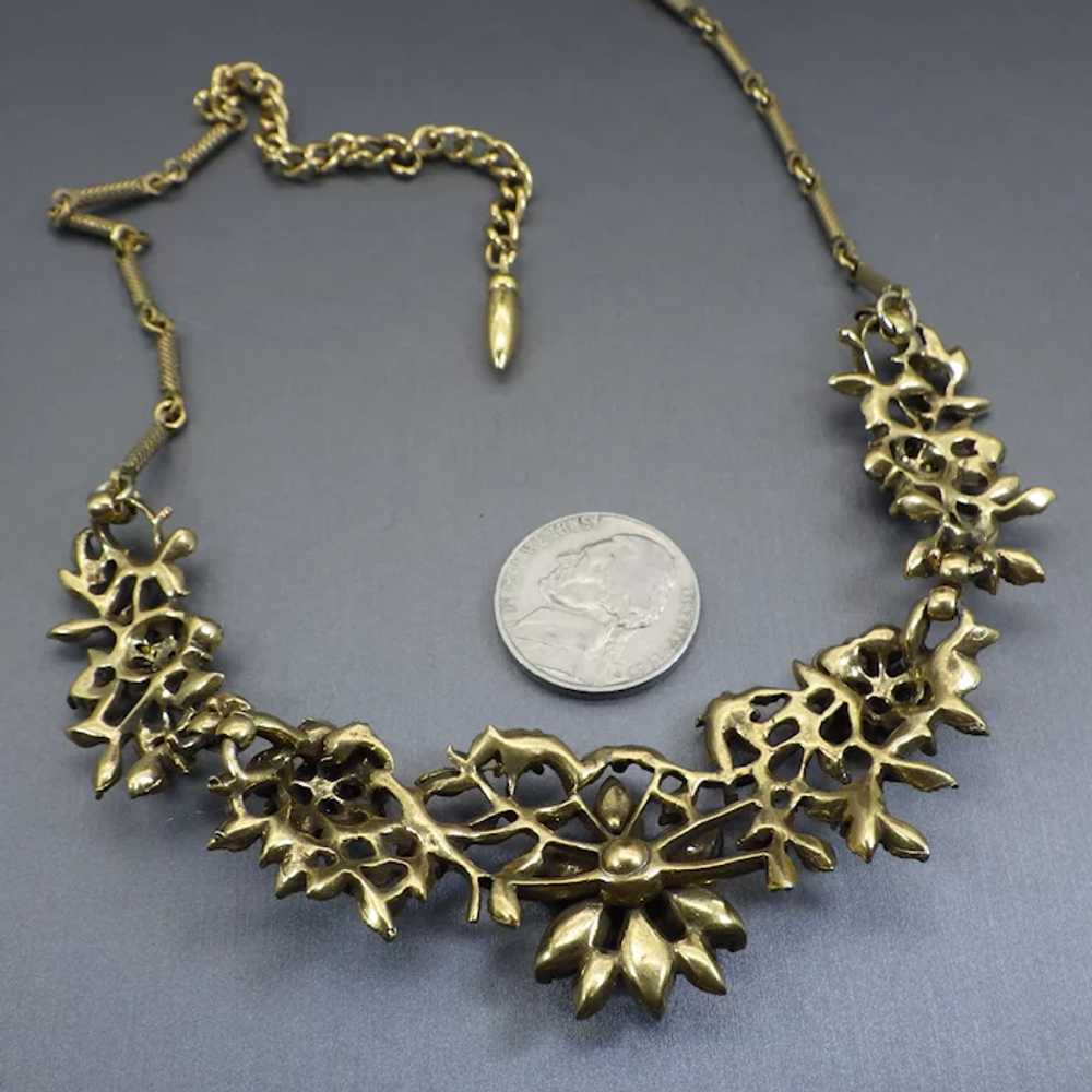 Vintage Rhinestone Floral Motif Choker Necklace, … - image 7