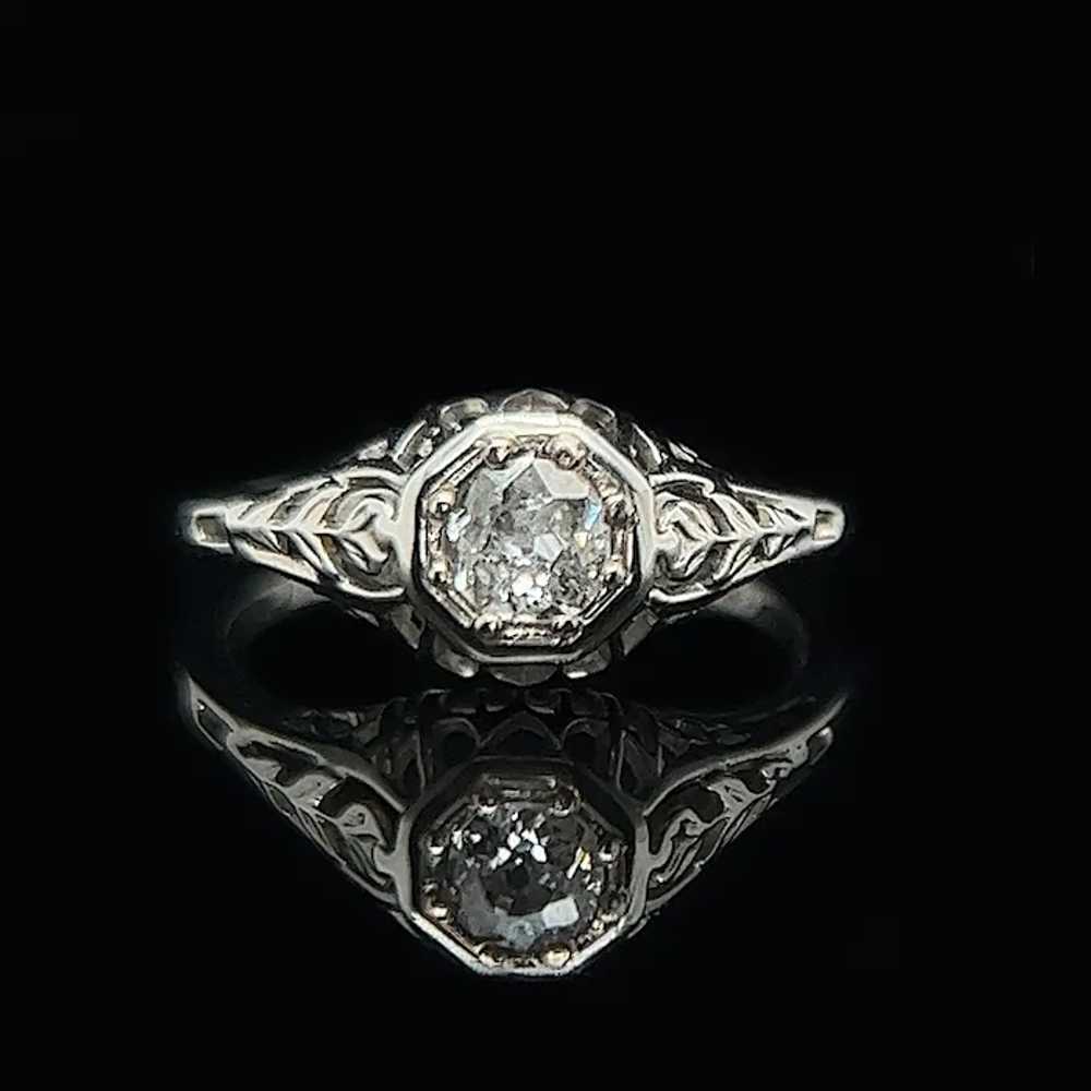 Art Deco .25ct. Diamond & 18K White Gold Antique … - image 2