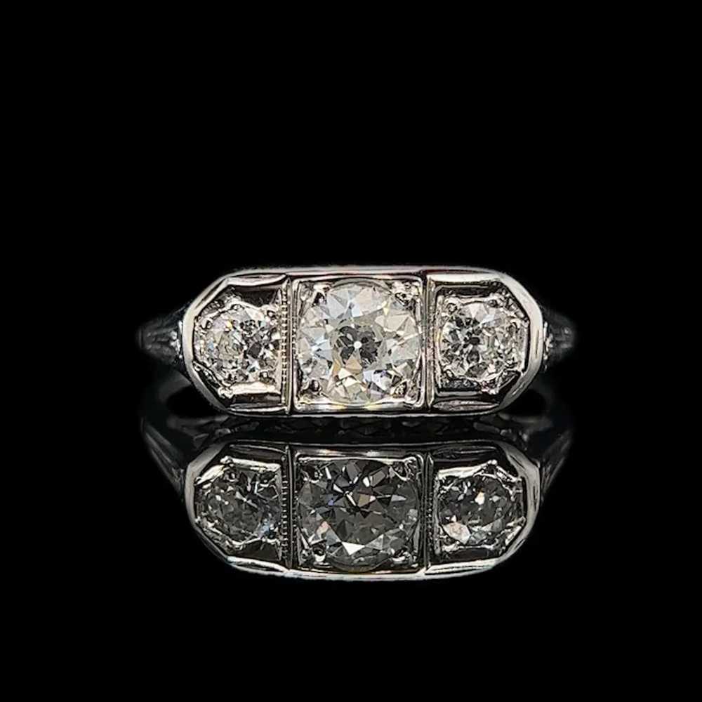 Art Deco .60ct. T.W. Diamond 3-Stone Antique Enga… - image 2