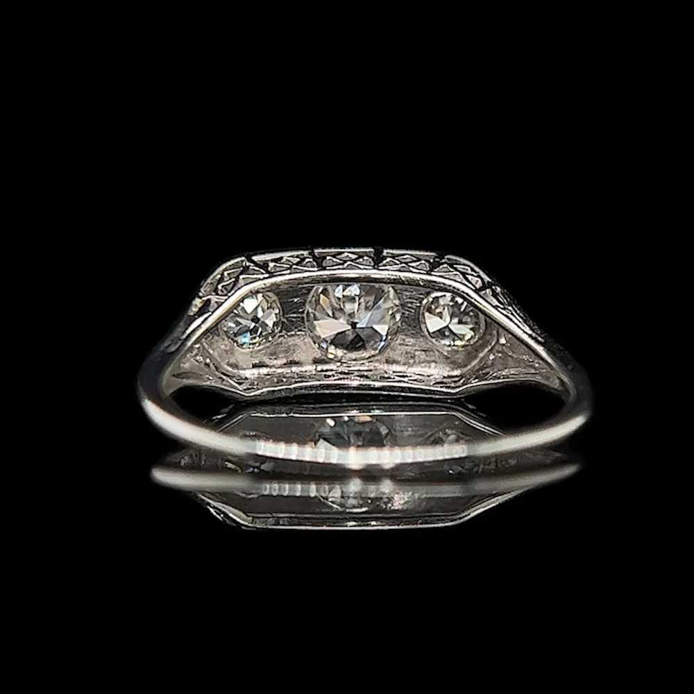 Art Deco .60ct. T.W. Diamond 3-Stone Antique Enga… - image 4