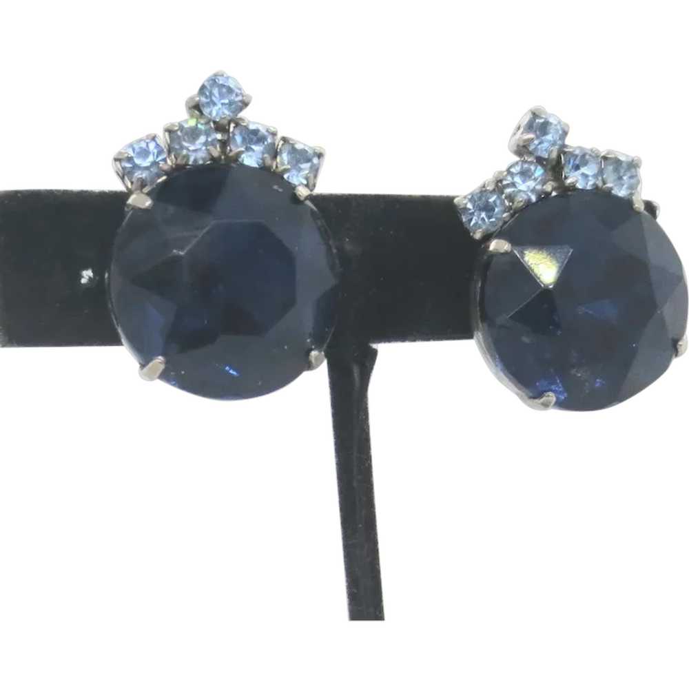 Faux Sapphire & Aquamarine Clip-On Earrings - image 1