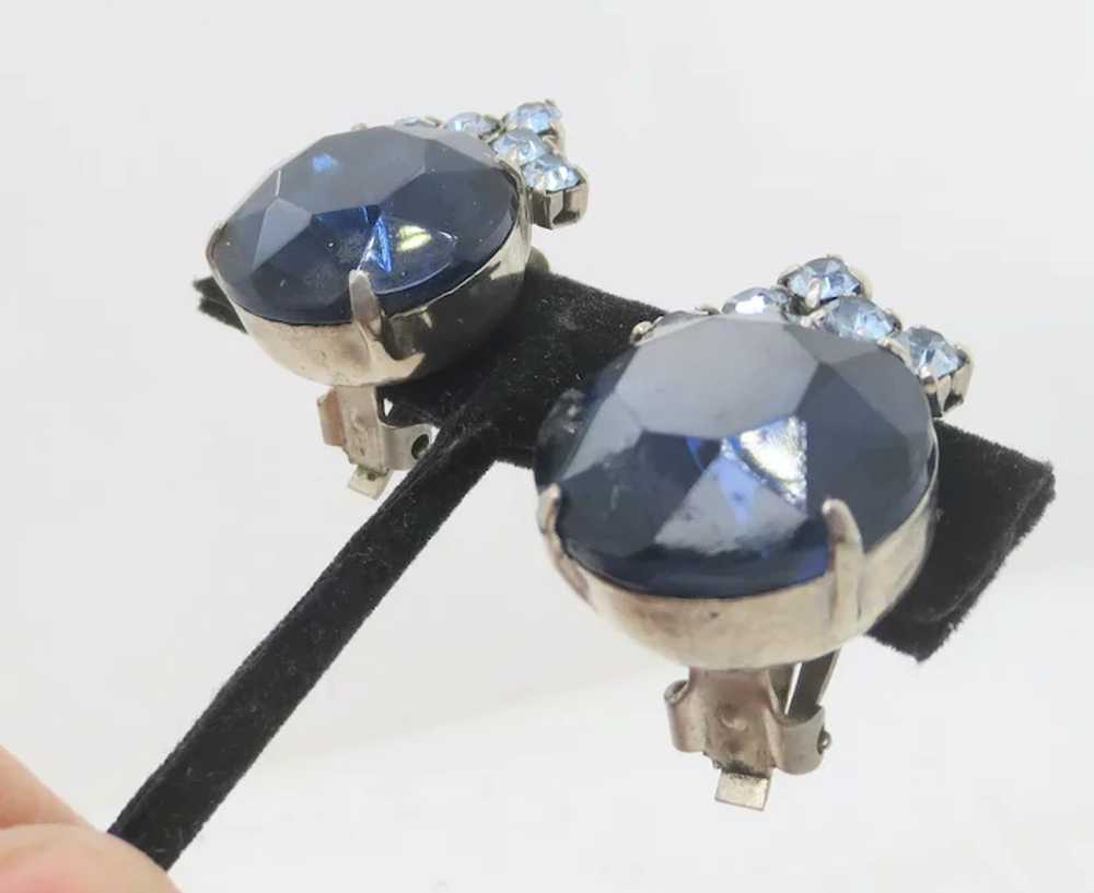 Faux Sapphire & Aquamarine Clip-On Earrings - image 2