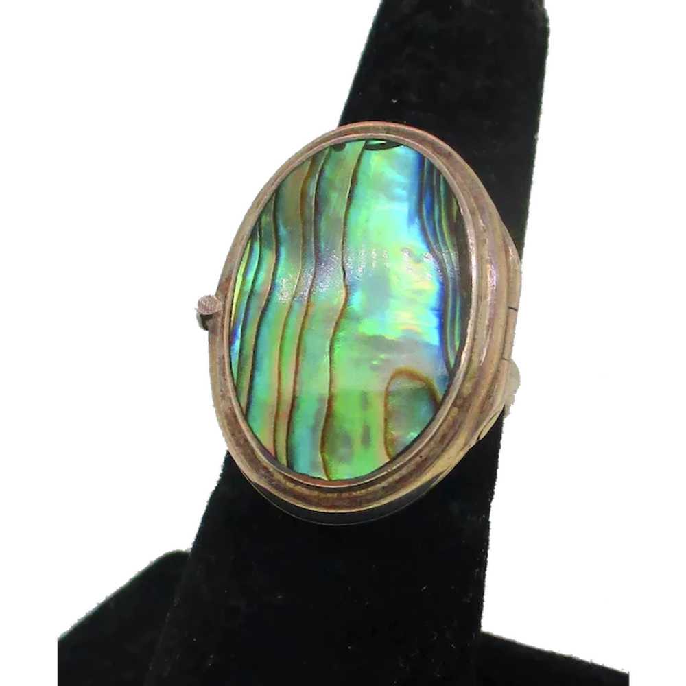 Abalone and Sterling Locket Ring - image 1