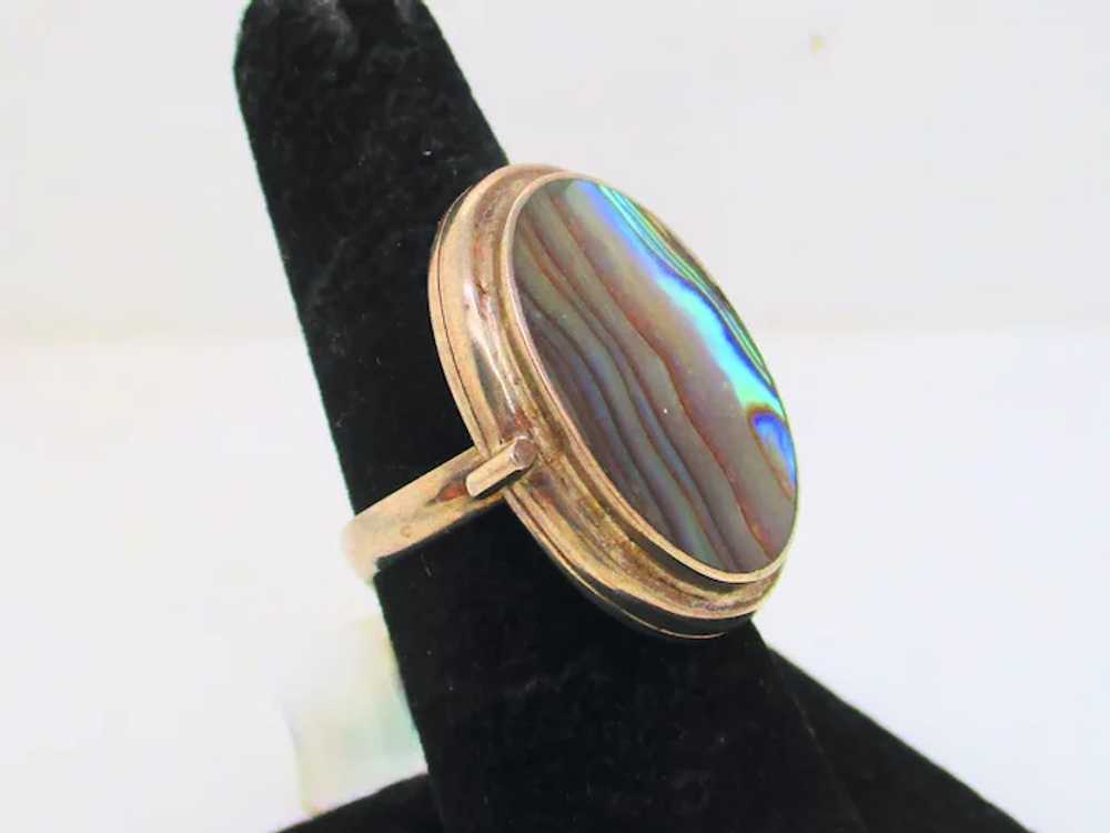 Abalone and Sterling Locket Ring - image 3