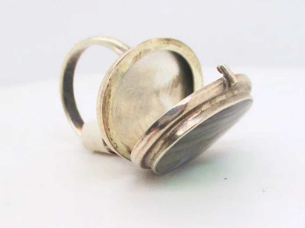 Abalone and Sterling Locket Ring - image 6