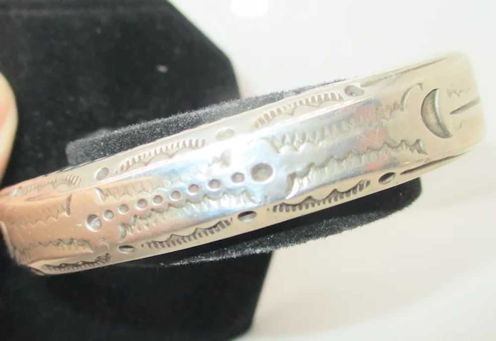 Thick Silver cast Navajo Cuff circa 1940s' - image 3