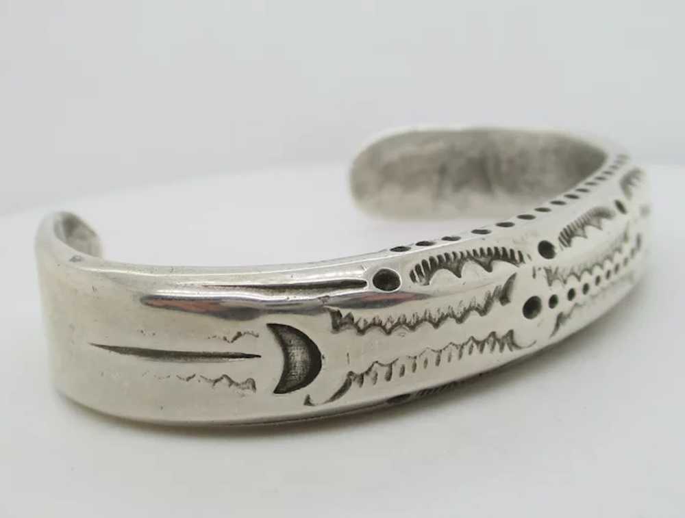 Thick Silver cast Navajo Cuff circa 1940s' - image 5