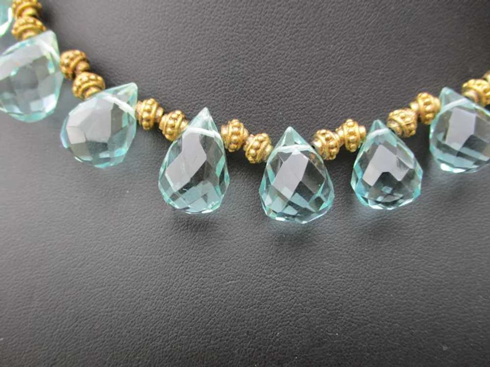 Crystal Faceted Necklace with Blue Crystal Teardr… - image 4