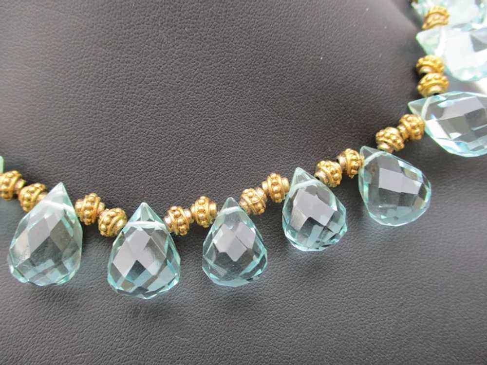 Crystal Faceted Necklace with Blue Crystal Teardr… - image 5