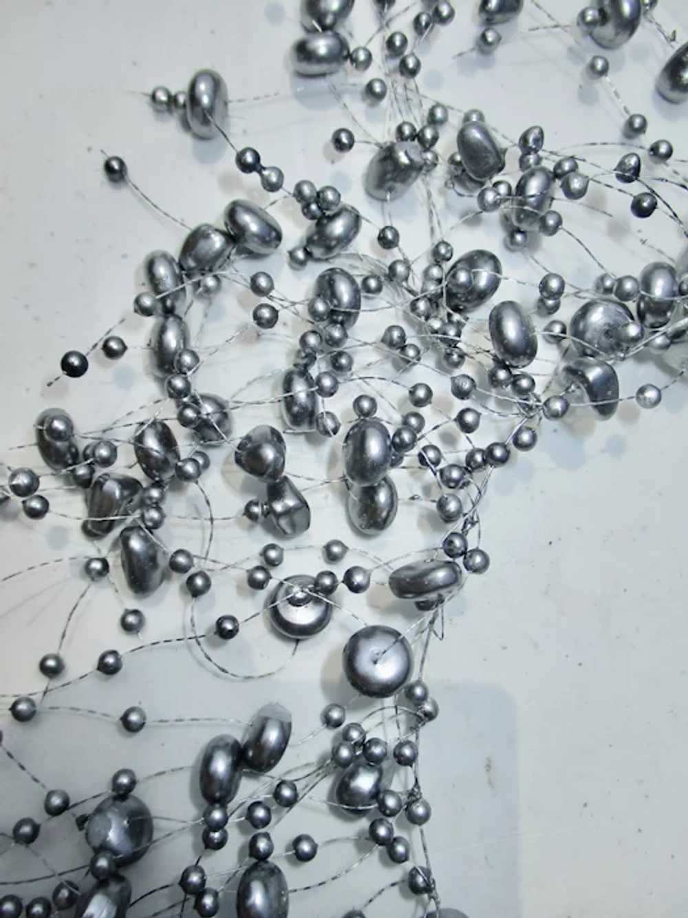 Grey Faux Pearl Costume Necklace - image 2