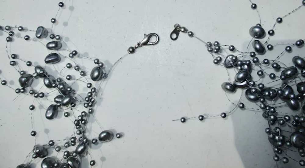 Grey Faux Pearl Costume Necklace - image 3
