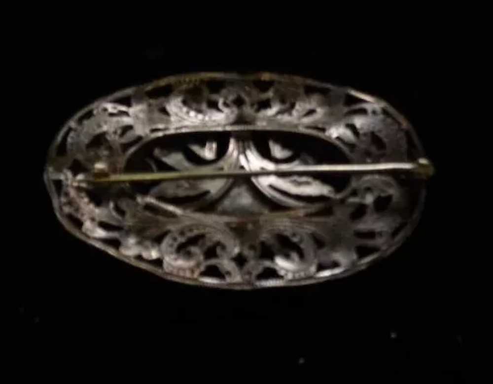 Antique Art Noveau Pierced Design Broach Pin w/ (… - image 3