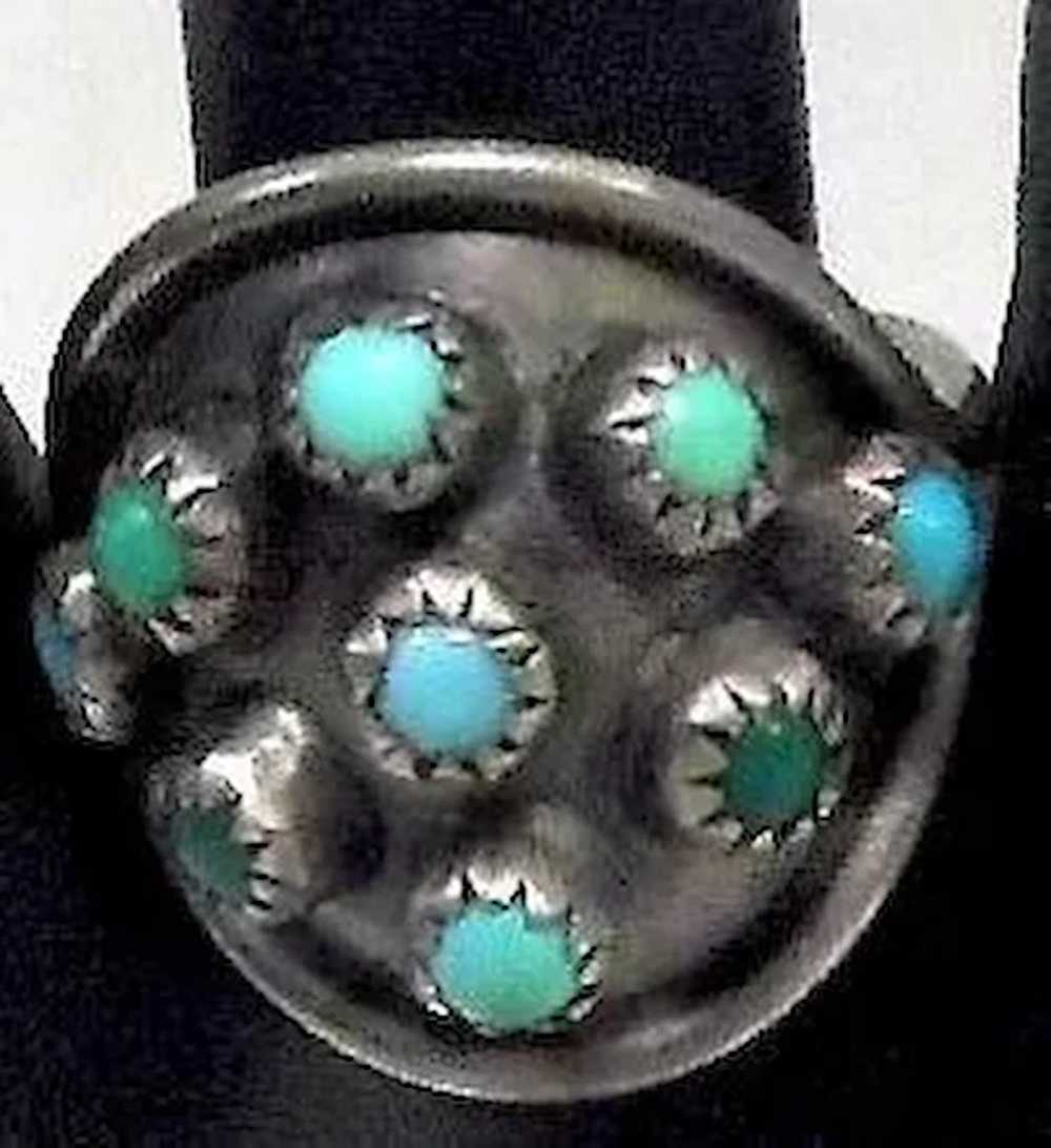 Large (9) Turquoise Man-Made Stones on Silver Rin… - image 3