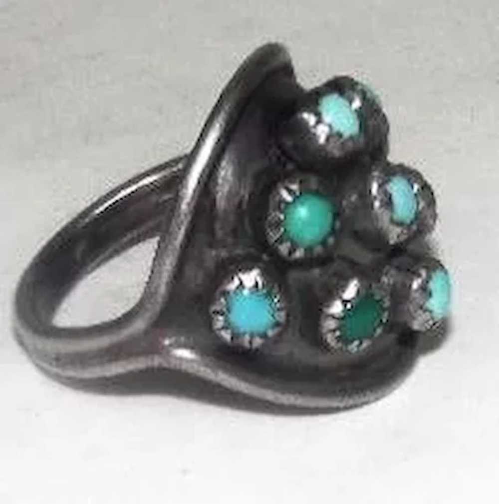 Large (9) Turquoise Man-Made Stones on Silver Rin… - image 7
