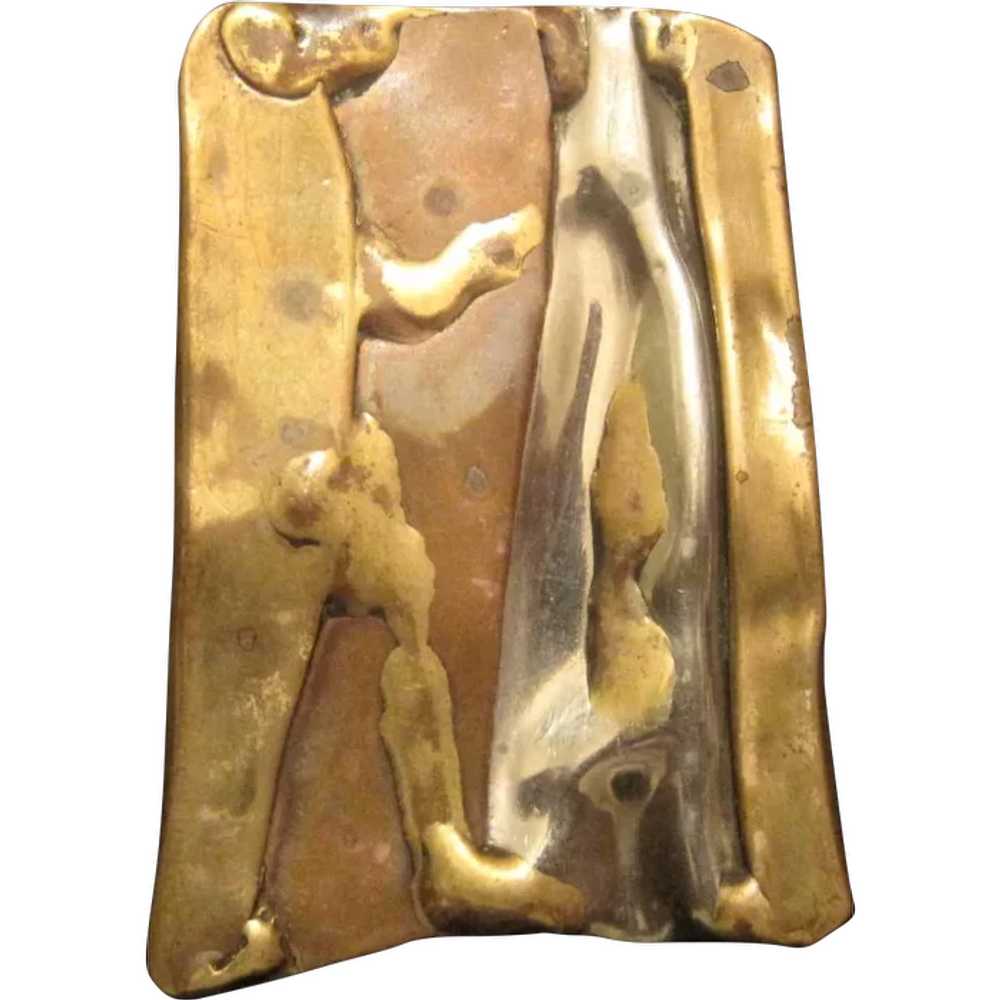 Abstract Metal - Brass/Copper Pendant - 2" x 1 3/… - image 1