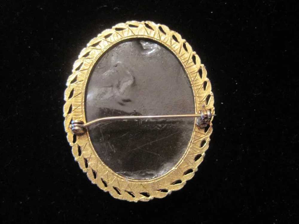 1930's Gold Gilt Cameo Broach Pin - 2 1/8" x 1 3/… - image 4