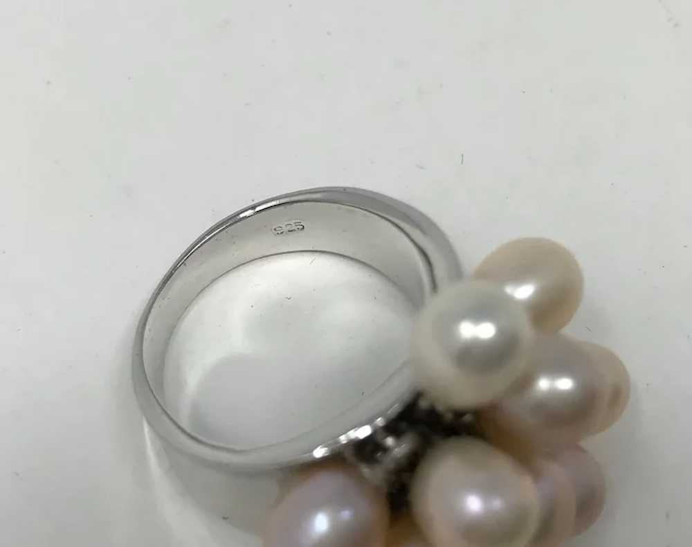 925 Silver Size 7 Ring with 13 Pearls - image 4