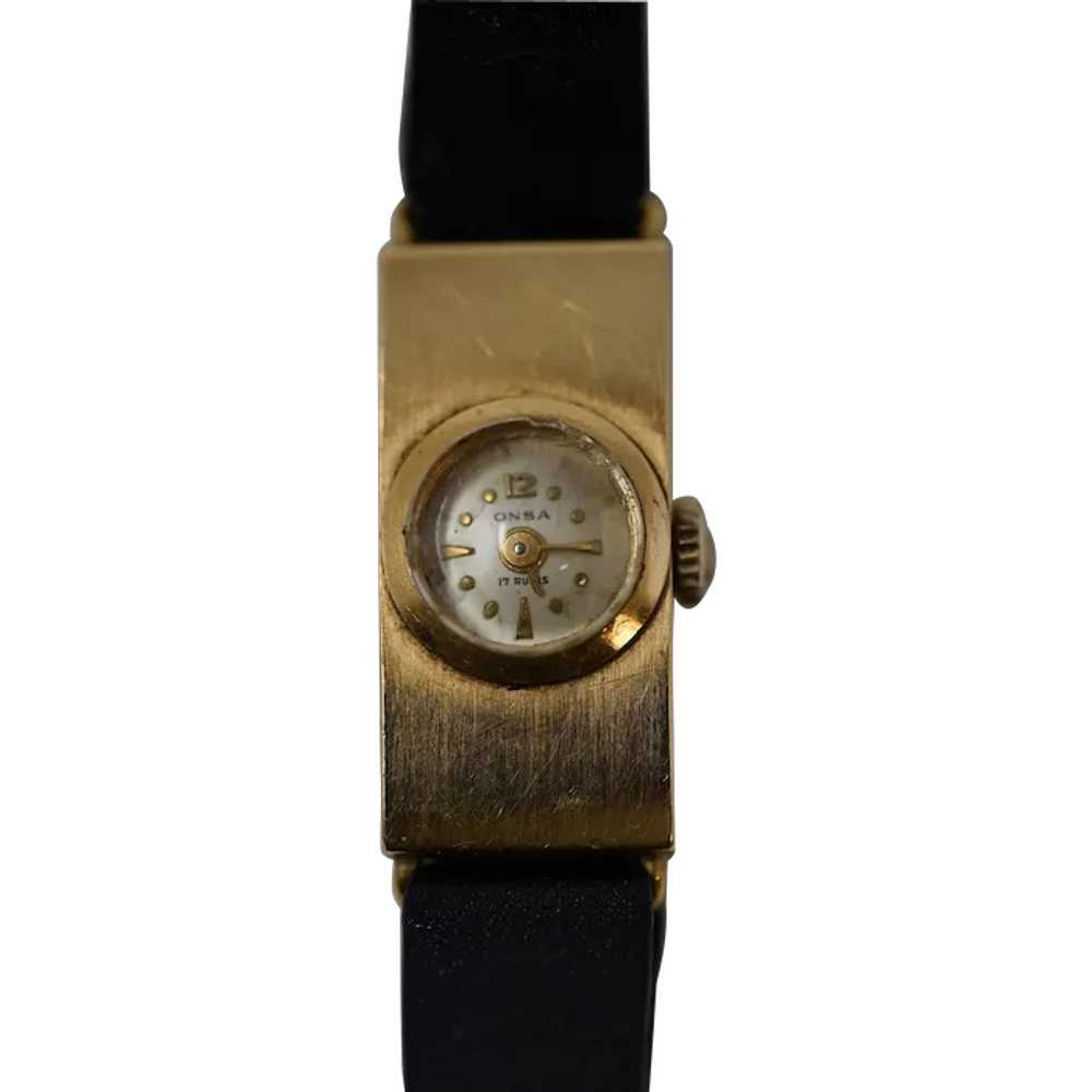 Vintage 18k Gold Onsa Mechanical Ladies Watch - image 1