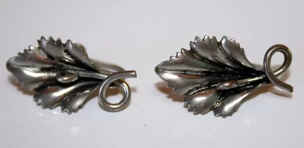 Sterling Silver Vintage Flower Earrings - image 1