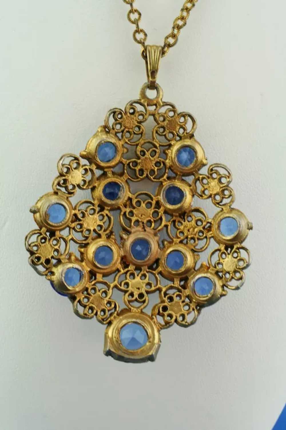 Czech 1930's blue rhinestone necklace - image 5