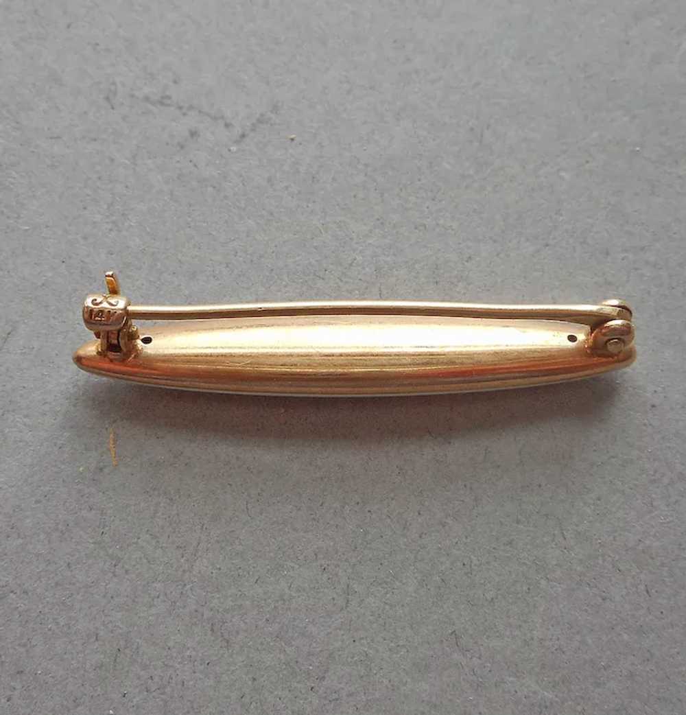 Edwardian 14K Gold Enamel Seed Pearls Lace Pin An… - image 6