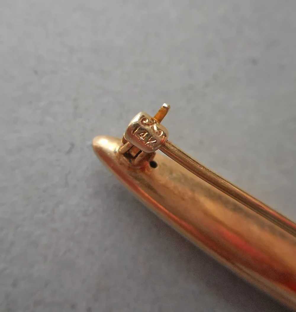 Edwardian 14K Gold Enamel Seed Pearls Lace Pin An… - image 8